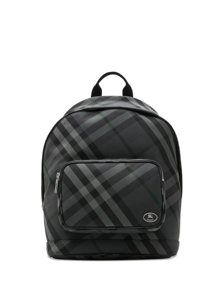  Burberry Grid Check Zipped Backpack - Grey 
