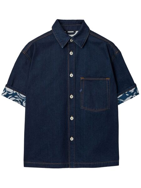  Burberry Heavyweight Logo-patch Denim Shirt - Blue 