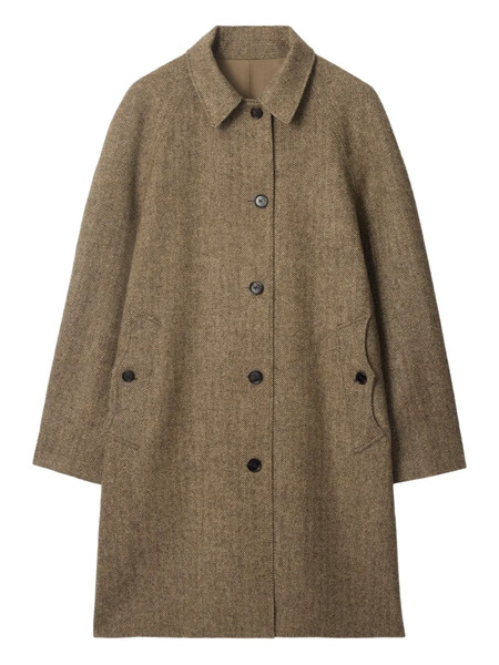  Burberry Herringbone Reversible Coat - Brown 