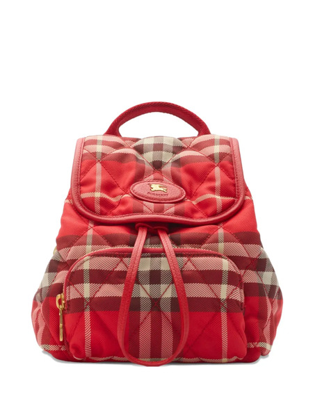  Burberry Horseshoe Quilted Check Backpack Mini Bag - Red 