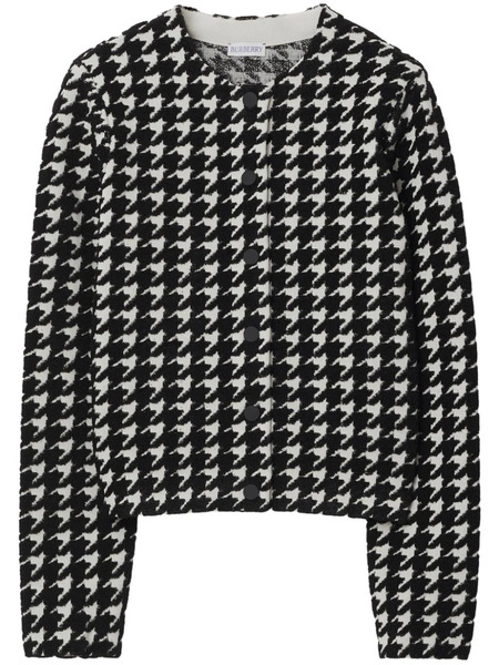  Burberry Houndstooth-pattern Crew-neck Jumper - Black 