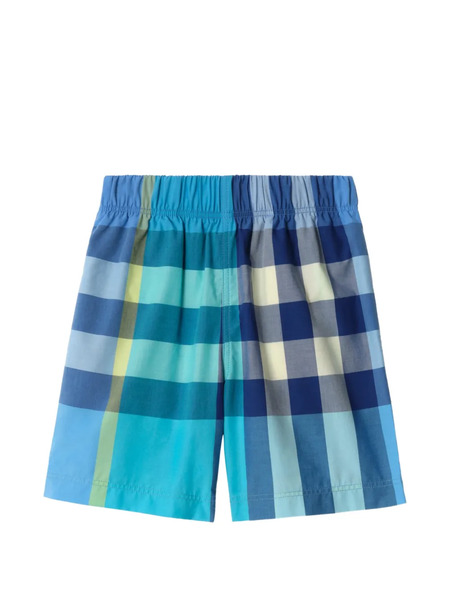  Burberry Kids Check Cotton Shorts - Blue 