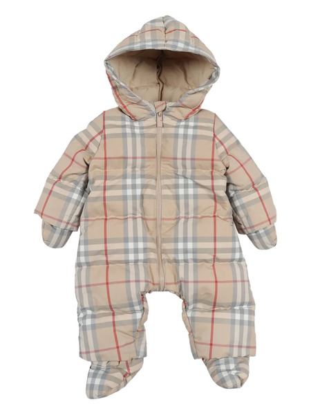  Burberry Kids Check-pattern Quilted Padded Romper - Neutrals 