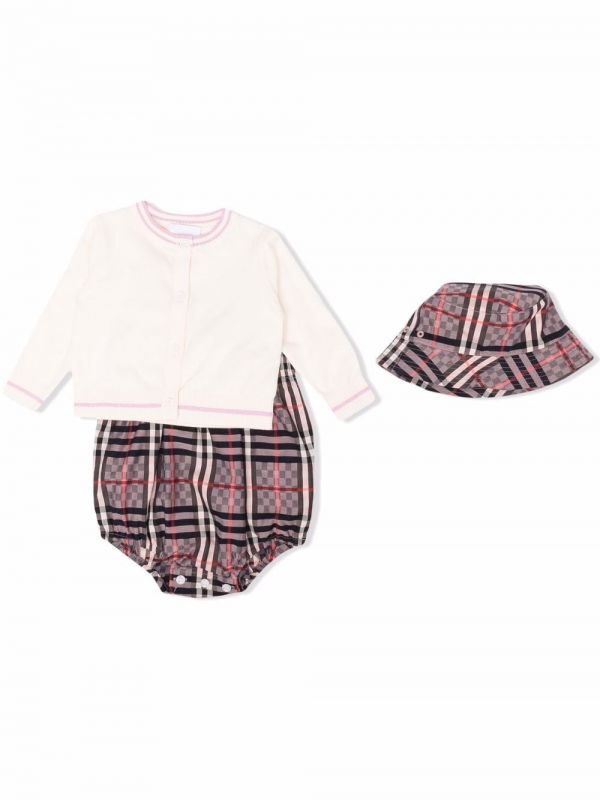  Burberry Kids Check-pattern Romper - Pink 