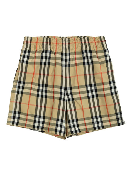  Burberry Kids Check-pattern Swim Shorts - Neutrals 