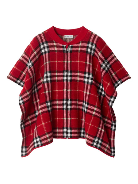 Burberry Kids Check-pattern Wool Cape - Red 