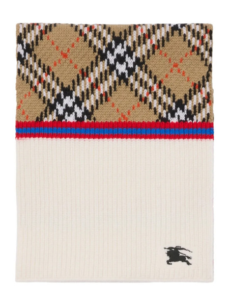  Burberry Kids Check-pattern Wool Scarf - Neutrals 