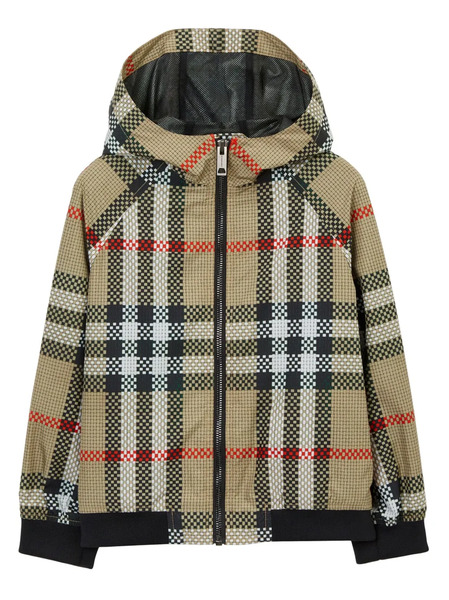  Burberry Kids Check-pattern Zip-up Hooded Jacket - Neutrals 