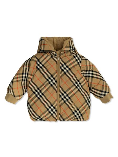  Burberry Kids Check-print Puffer Jacket - Neutrals 