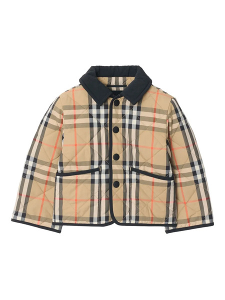  Burberry Kids Check Quilted Jacket - Neutrals 
