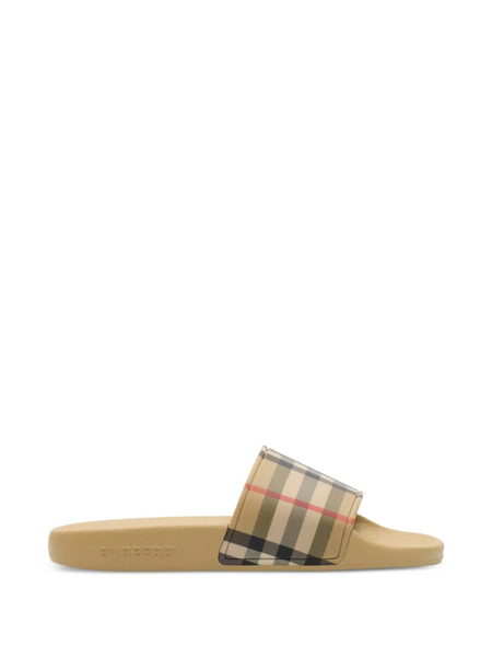  Burberry Kids Check Slides - Neutrals 
