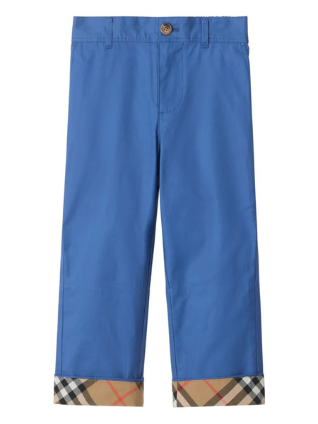  Burberry Kids Check-trim Cotton Trousers - Blue 