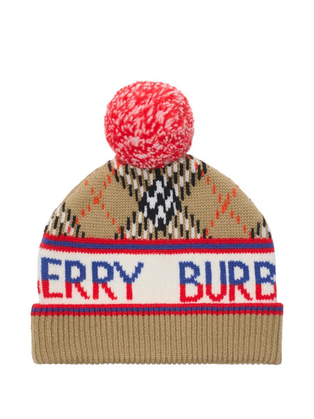  Burberry Kids Check Wool-blend Beanie - Neutrals 