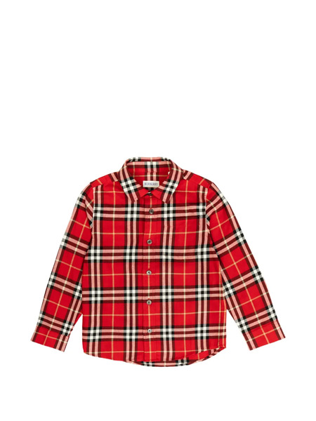  Burberry Kids Checked Buttoned Shirt - Red 