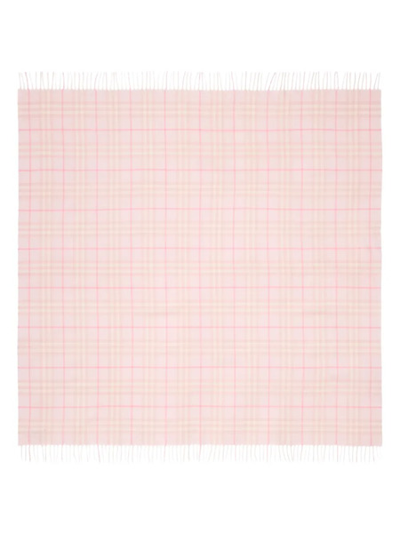  Burberry Kids Checked Fringed Blanket - Pink 
