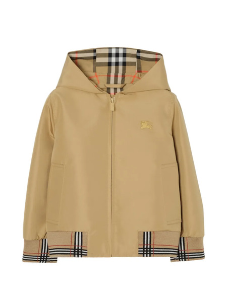  Burberry Kids Hooded Check-trim Jacket - Neutrals 