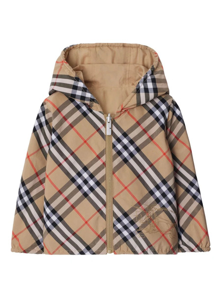  Burberry Kids Reversible Check Cotton Blend Jacket - Neutrals 