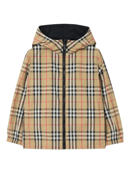  Burberry Kids Reversible Check-pattern Hooded Jacket - Neutrals 