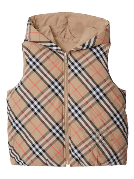  Burberry Kids Reversible Check-pattern Padded Gilet - Neutrals 