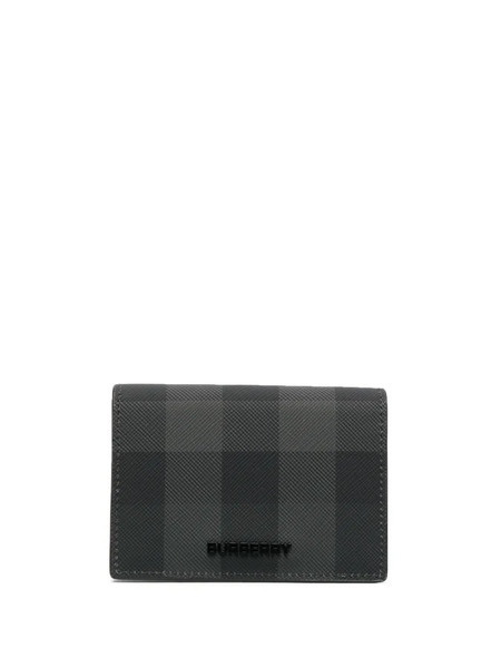  Burberry Logo-lettering Checked Wallet - Grey 