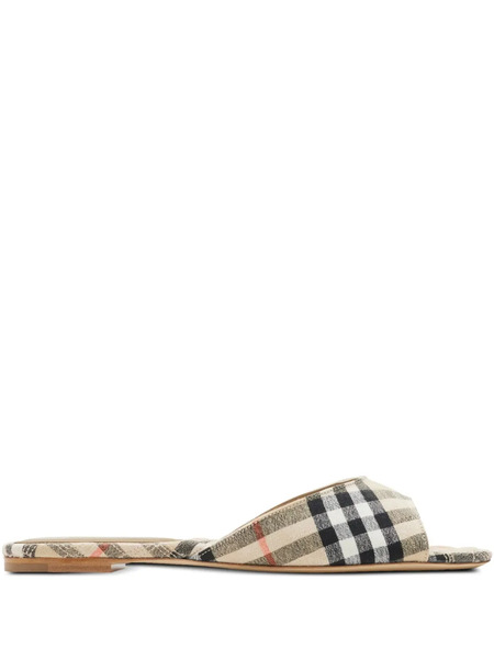  Burberry Mews Check Slides - Neutrals 