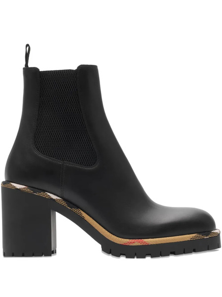  Burberry 85mm Check-trim Boots - Black 