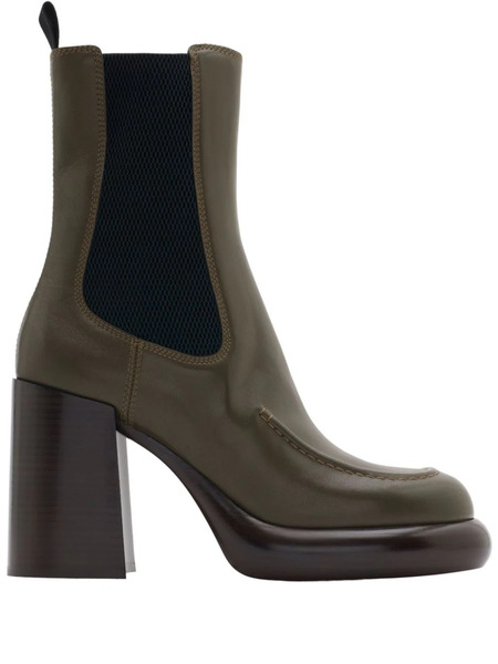  Burberry 95mm Wedge Chelsea Boots - Green 