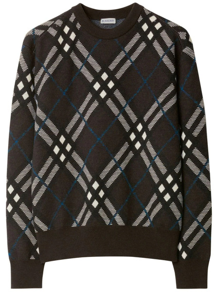  Burberry Plaid-check Wool-blend Sweatshirt - Brown 