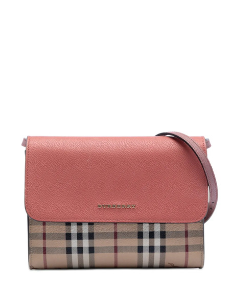  Burberry Pre-owned 2000-2017 Haymarket Check Coated Canvas And Calfskin Loxley Crossbody Bag - Brown 