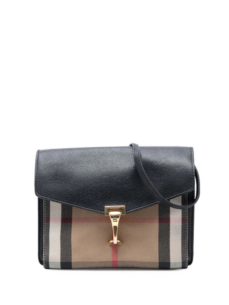  Burberry Pre-owned 2000-2017 Small Leather And House Check Canvas Derby Macken Crossbody Bag - Brown 