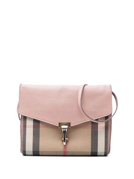  Burberry Pre-owned 2000-2017 Small Leather And House Check Canvas Derby Macken Crossbody Bag - Brown 