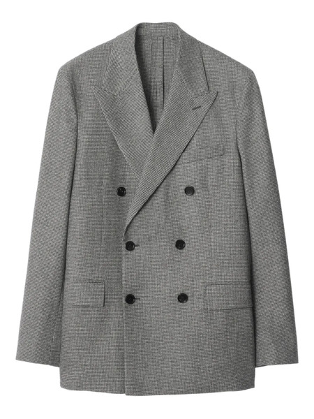  Burberry Puppytooth Check Double-breasted Jacket - Grey 