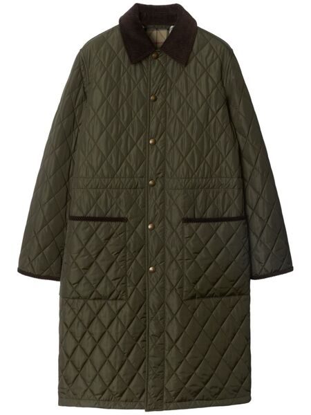  Burberry Quilted Car Coat - Green 