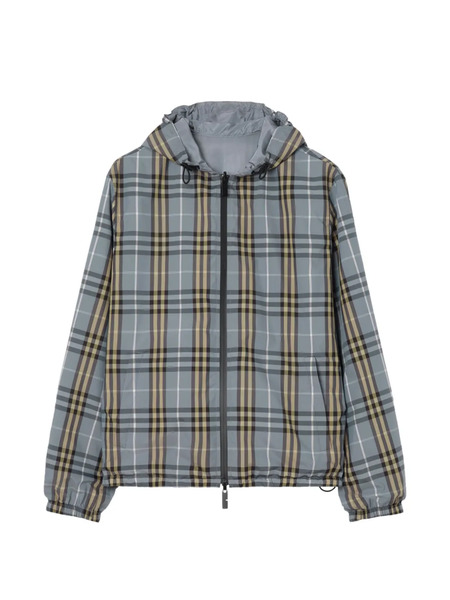  Burberry Reversible Check Hooded Jacket - Blue 