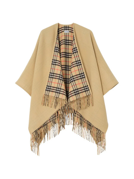  Burberry Reversible Check Wool Cape - Neutrals 