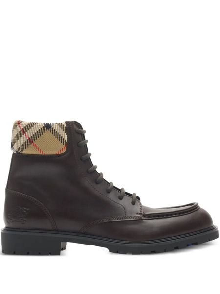 Burberry Rogue Leather Combat Boots - Brown 