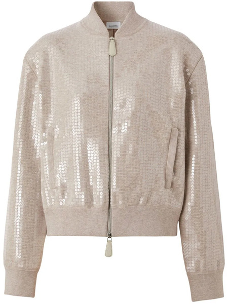  Burberry Sequinned Bomber Jacket - Neutrals 