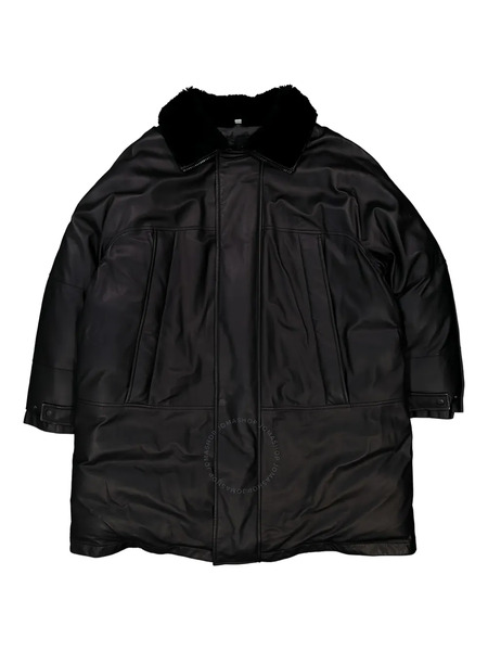  Burberry Shearling-collar Leather Coat - Black 