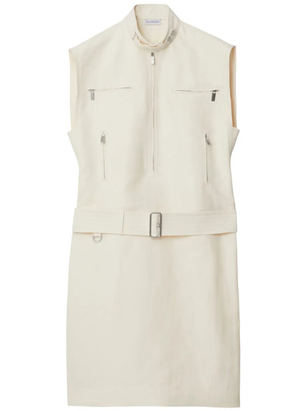  Burberry Sleeveless Canvas Minidress - Neutrals 
