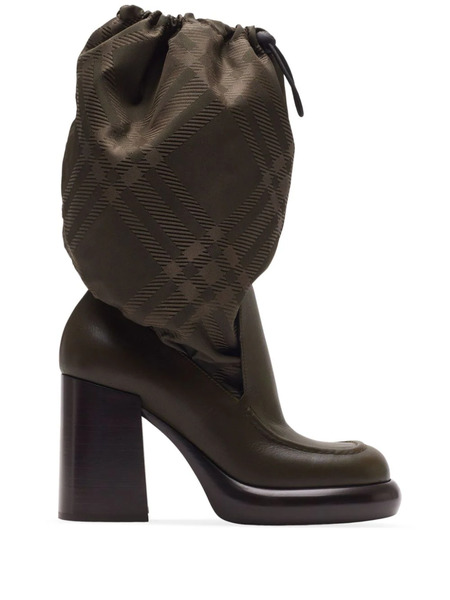  Burberry Square-toe Check-print Boots - Brown 