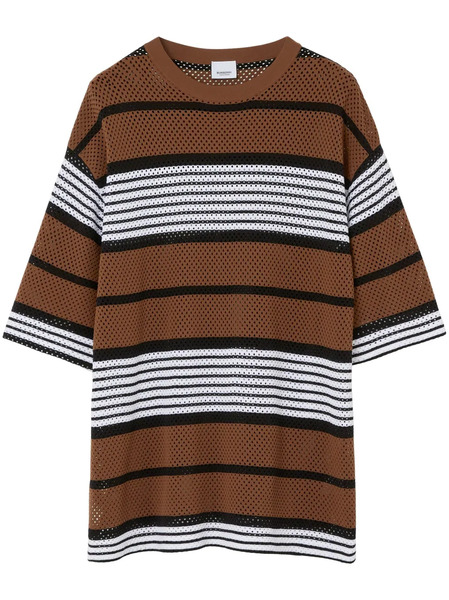  Burberry Stripe-print Oversized T-shirt - Brown 