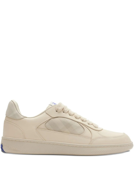  Burberry Terrace Check-panel Leather Sneakers - Neutrals 