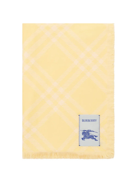  Burberry Wide Check Wool Silk Scarf - Yellow 