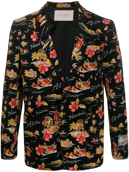  Buscemi Long Sleeve Floral Pattern Blazer - Black 