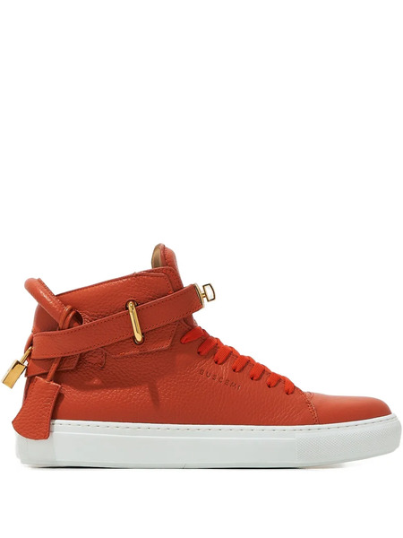  Buscemi Padlock Leather Sneakers - Orange 