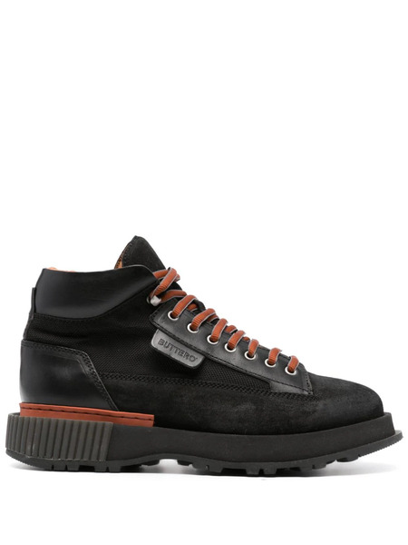  Buttero Logo-debossed Leather Boots - Black 