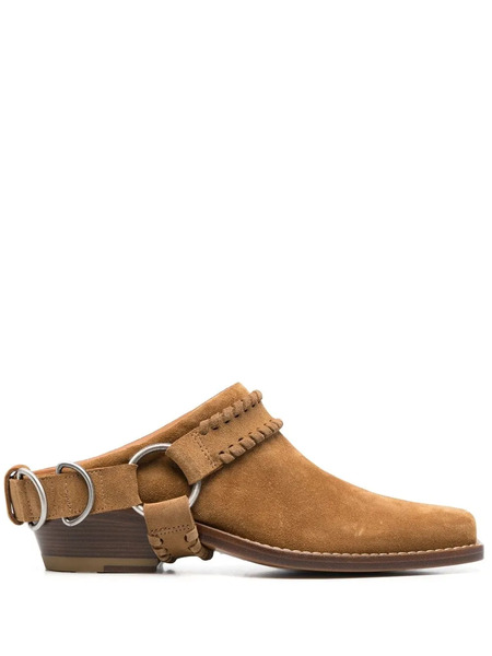  Buttero Square-toe Buckle-strap Mules - Brown 