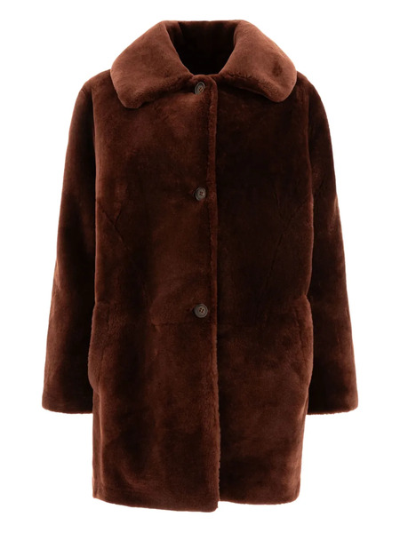  B&w Button-fastening Collar Coat - Brown 