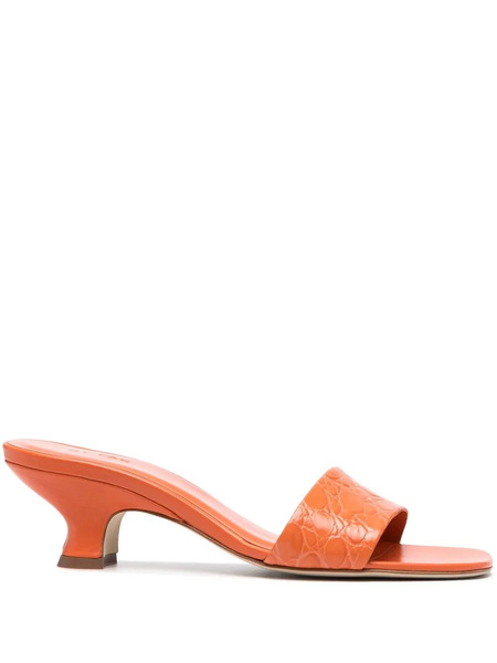  By Far Ceni Crocodile-embossed Mules - Orange 