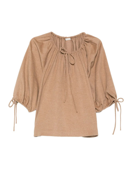  By Malene Birger Tie-neck Puff-sleeve Top - Neutrals 